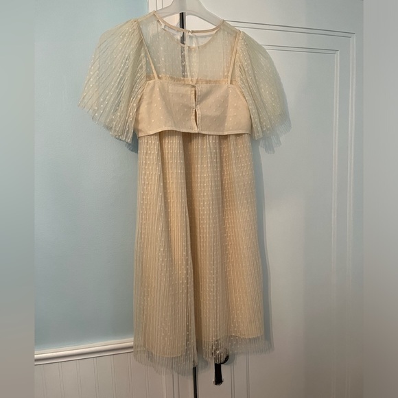 Zara Kids cream lace dress with smocked overlayed top. 164cm. Size 13-14 - Picture 3 of 3